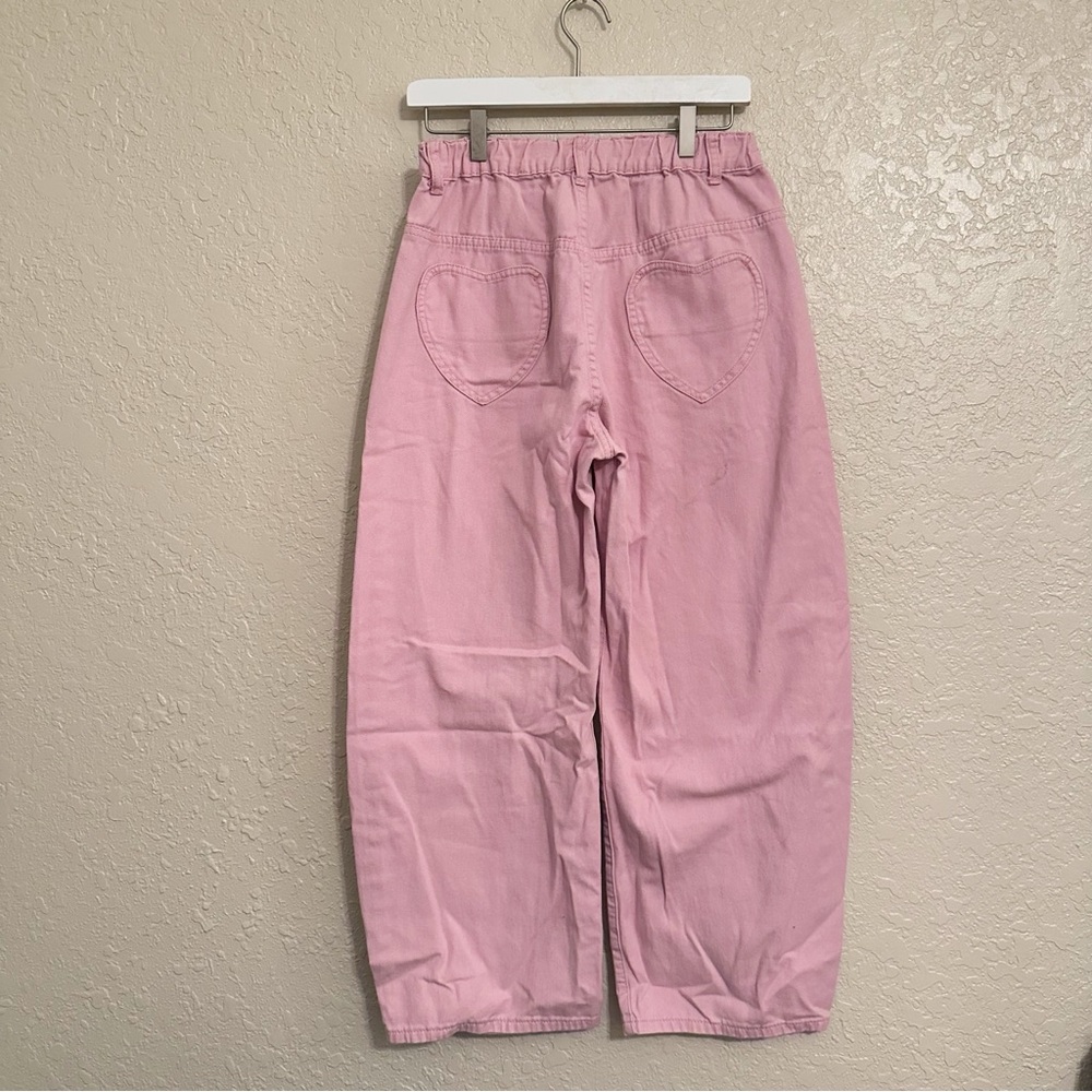 High-Waist Wide Leg Pants in Dusty Rose with heart pockets - Picture 2 of 5